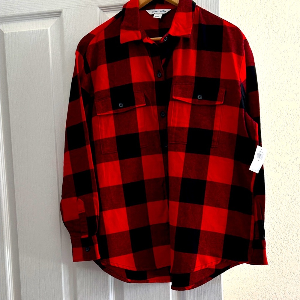 NWT - ❤️🖤 Old Navy The Boyfriend Red and Black Checkered Shirt
